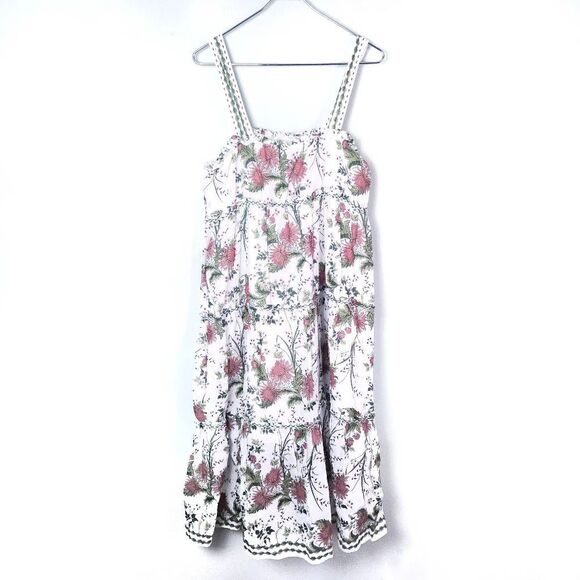 MAX STUDIO NWT White & Pink Floral Botanical Boho Tiered Maxi Dress X-Large - Picture 9 of 10